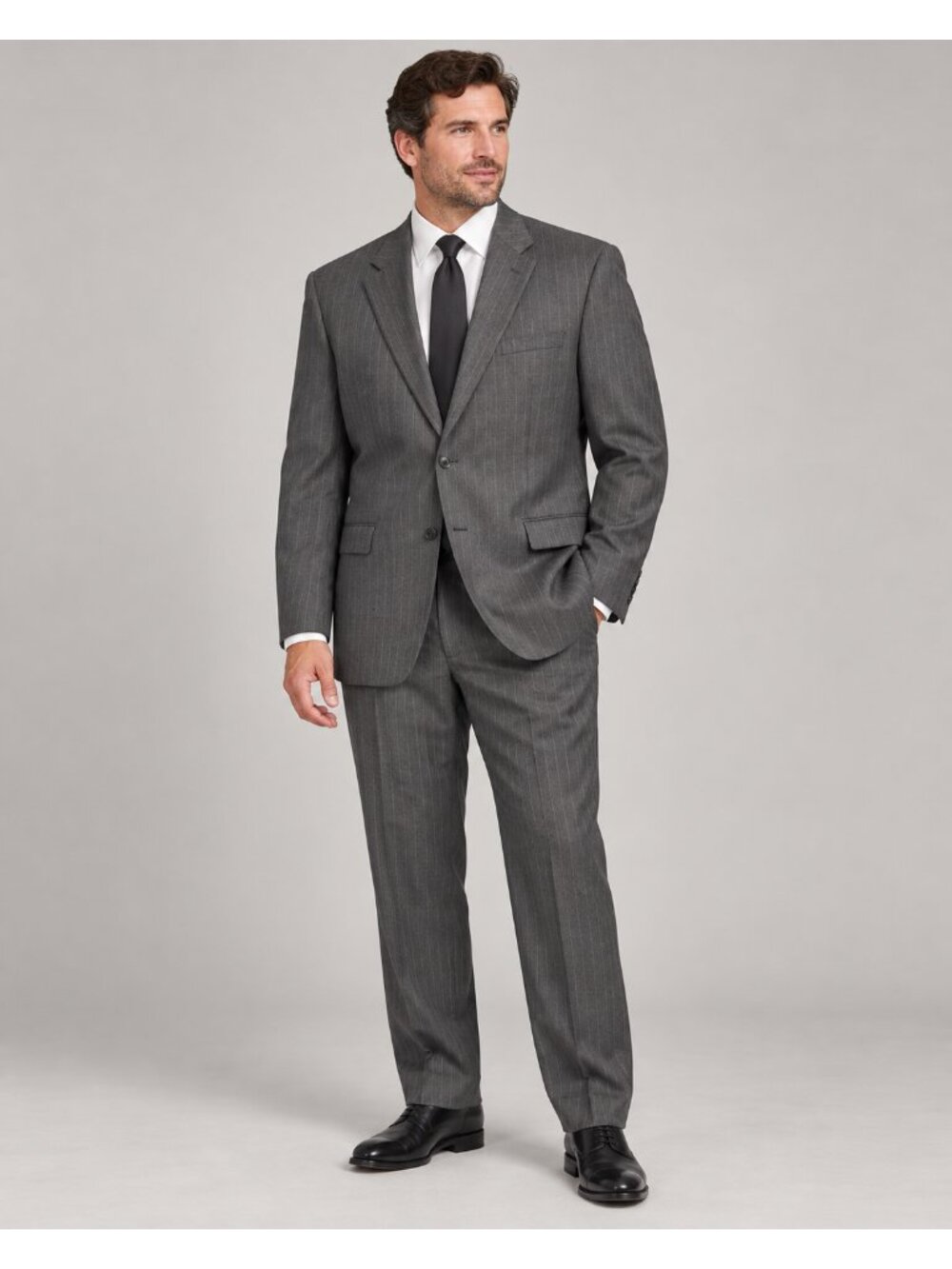 Ralph Lauren Suit Men's Size 44 L Gray Pinstripe Wool Pants 36x32 2 Piece